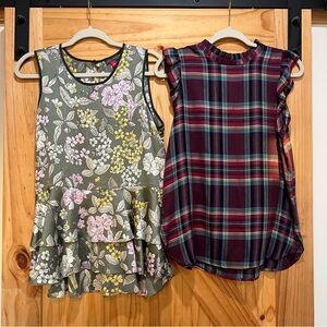 Floral and Plaid Sleeveless Tops